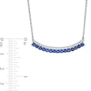 Thumbnail Image 3 of Lab-Created Blue and White Sapphire Double Row Curved Bar Necklace in Sterling Silver