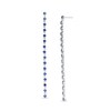 Thumbnail Image 1 of Lab-Created Blue and White Sapphire Alternating Linear Drop Earrings in Sterling Silver