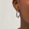 Thumbnail Image 2 of Pear-Shaped Lab-Created Blue and White Sapphire Double Row Split J-Hoop Earrings in Sterling Silver with 14K Gold Plate