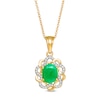 Thumbnail Image 1 of Oval Emerald and White Topaz Twist Frame Drop Pendant in Sterling Silver with 14K Gold Plate