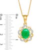 Thumbnail Image 2 of Oval Emerald and White Topaz Twist Frame Drop Pendant in Sterling Silver with 14K Gold Plate