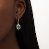 Thumbnail Image 1 of Oval Emerald and White Topaz Twist Frame Drop Earrings in Sterling Silver with 14K Gold Plate