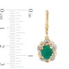 Thumbnail Image 2 of Oval Emerald and White Topaz Twist Frame Drop Earrings in Sterling Silver with 14K Gold Plate