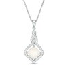Thumbnail Image 1 of 7.0mm Cushion-Cut Lab-Created Opal and White Sapphire Cascading Open Flame Pendant in Sterling Silver