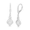 Thumbnail Image 0 of 6.0mm Cushion-Cut Lab-Created Opal and White Sapphire Cascading Open Flame Drop Earrings in Sterling Silver