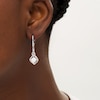 Thumbnail Image 1 of 6.0mm Cushion-Cut Lab-Created Opal and White Sapphire Cascading Open Flame Drop Earrings in Sterling Silver