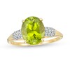 Thumbnail Image 1 of Oval Peridot and White Topaz Triple Row Side Accent Ring in 10K Gold