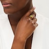 Thumbnail Image 2 of Oval Peridot and White Topaz Triple Row Side Accent Ring in 10K Gold
