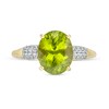 Thumbnail Image 4 of Oval Peridot and White Topaz Triple Row Side Accent Ring in 10K Gold