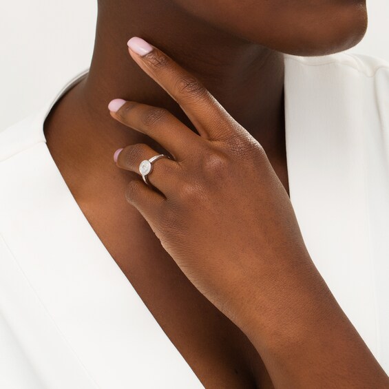Composite Diamond Accent Frame Promise Ring in Sterling Silver Composite Diamond Accent Frame Promise Ring in Sterling Silver