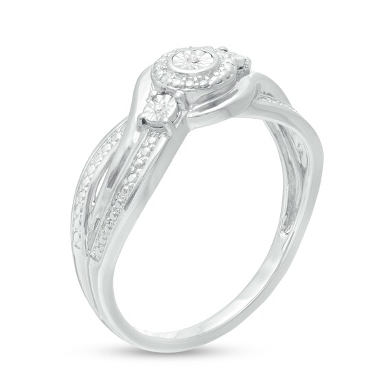 Diamond Accent Bypass Beaded Split Shank Promise Ring in Sterling Silver Diamond Accent Bypass Beaded Split Shank Promise Ring in Sterling Silver