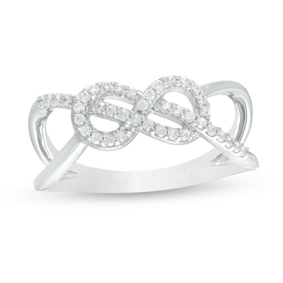 1/5 CT. T.W. Diamond Sideways Infinity Split Shank Ring in Sterling Silver 1/5 CT. T.W. Diamond Sideways Infinity Split Shank Ring in Sterling Silver
