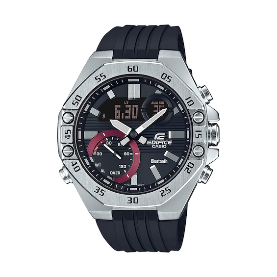 Men's Casio Edifice Black Resin Strap Watch with Black Dial (Model: Men's Casio Edifice Black Resin Strap Watch with Black Dial (Model: ECB10P-1A)