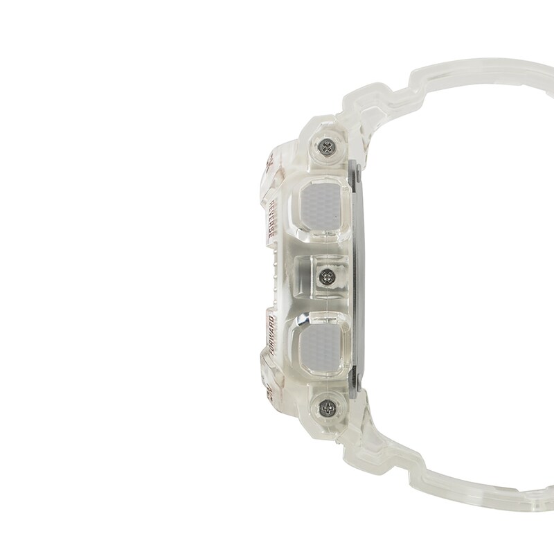 Ladies' Casio G-Shock S Series Clear Resin Strap Watch with Rose-Tone Dial (Model: GMAS110SR-7A)