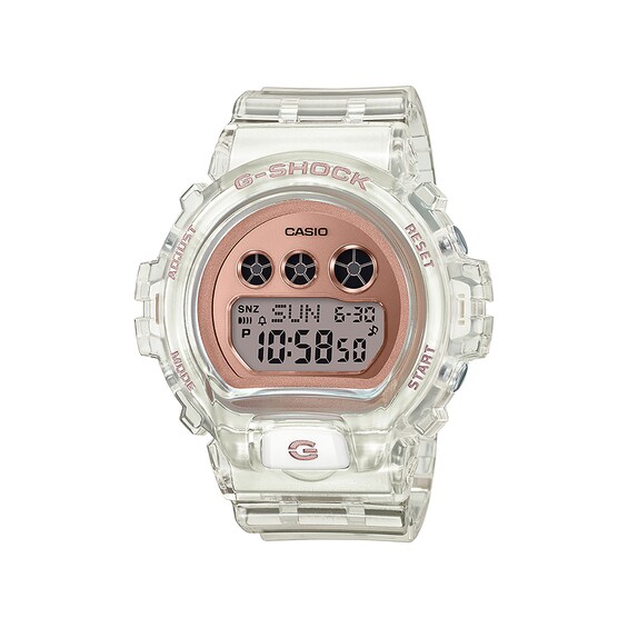 Ladies' Casio G-Shock S-Series Clear Resin Strap Watch with Rose-Tone Dial (Model: GMAS110SR-7A) Ladies' Casio G-Shock S-Series Clear Resin Strap Watch with Rose-Tone Dial (Model: GMAS110SR-7A)