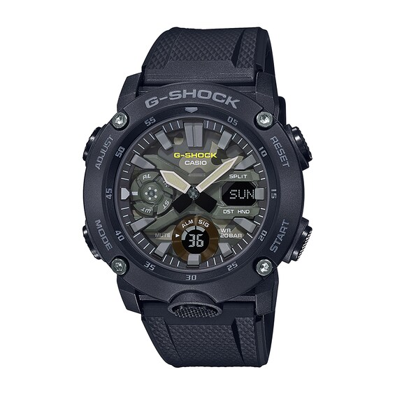 Men's Casio G-Shock Classic Black Resin Strap Watch with Green Camouflage Dial (Model: GA2000SU-1A) Men's Casio G-Shock Classic Black Resin Strap Watch with Green Camouflage Dial (Model: GA2000SU-1A)