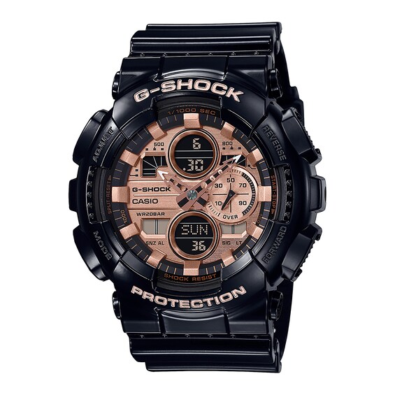 Men's Casio G-Shock Classic Black Resin Strap Chronograph Watch with Rose-Tone Dial (Model: GA140GB-1A2) Men's Casio G-Shock Classic Black Resin Strap Chronograph Watch with Rose-Tone Dial (Model: GA140GB-1A2)