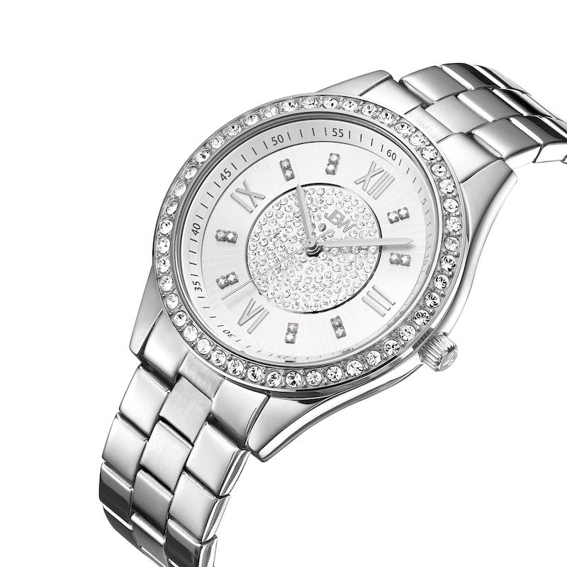 Ladies' JBW Mondrian 1/6 CT. T.W. Diamond And Crystal Accent Watch and Bangle Set (Model: J6303-SetA)