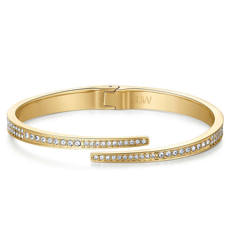 Main Image 4 of Ladies' JBW Mondrian 1/6 CT. T.W. Diamond And Crystal Accent 18K Gold Plate Watch and Bangle Set (Model: J6303-SetB)