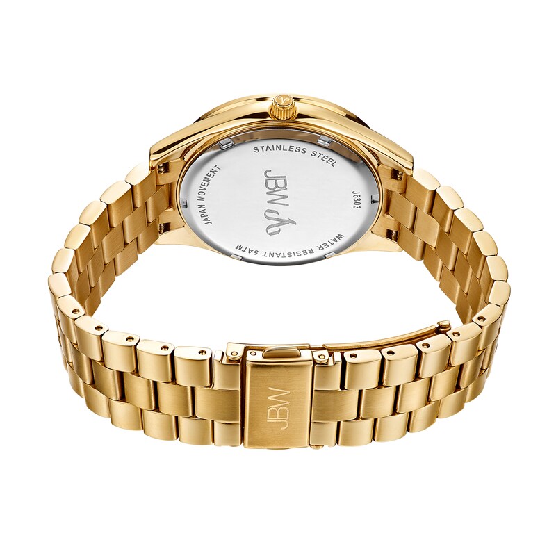 Main Image 3 of Ladies' JBW Mondrian 1/6 CT. T.W. Diamond And Crystal Accent 18K Gold Plate Watch with Green Dial (Model: J6303E)