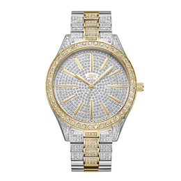 Ladies' JBW Cristal 1/8 CT. T.W. Diamond and Crystal Accent 18K Gold Plate Two-Tone Watch (Model: J6346D)