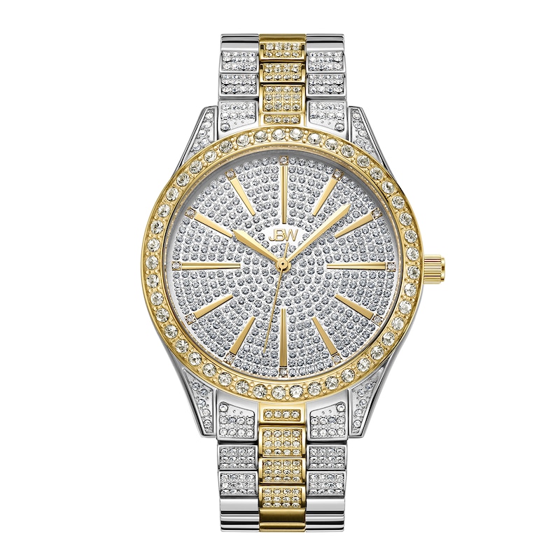 Ladies' JBW Cristal 1/8 CT. T.W. Diamond and Crystal Accent 18K Gold Plate Two-Tone Watch (Model: J6346D)