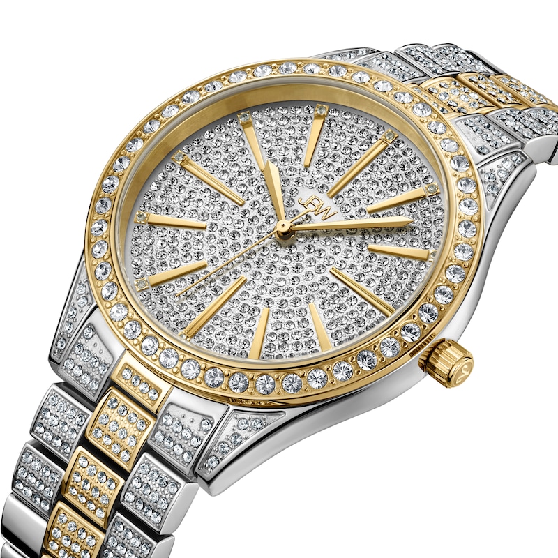 Ladies' JBW Cristal 1/8 CT. T.W. Diamond and Crystal Accent 18K Gold Plate Two-Tone Watch (Model: J6346D)