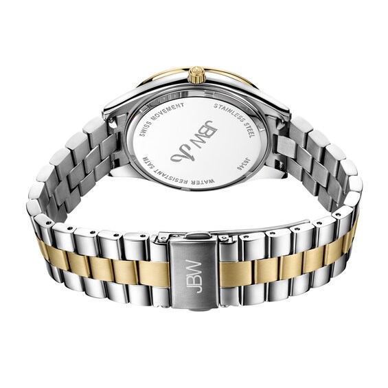 Ladies' JBW Cristal 1/8 CT. T.w. Diamond and Crystal Accent 18K Gold Plate Two-Tone Watch (Model: J6346D)