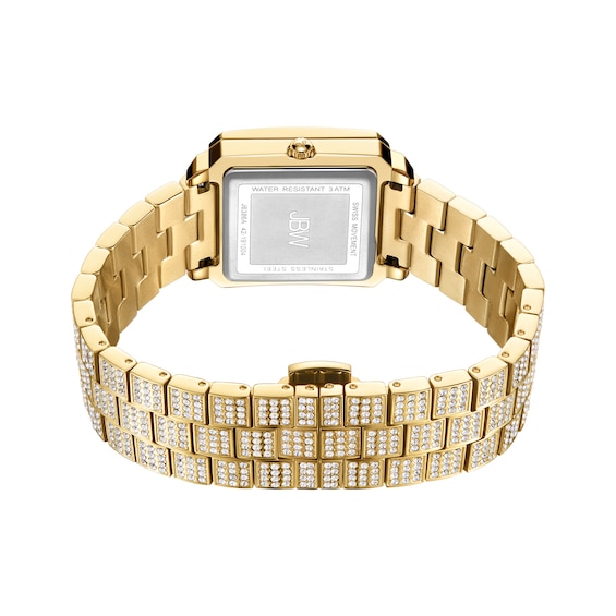 Ladies' JBW Cristal Square 1/8 CT. T.w. Diamond and Crystal Accent 18K Gold Plate Watch (Model: J6386A)