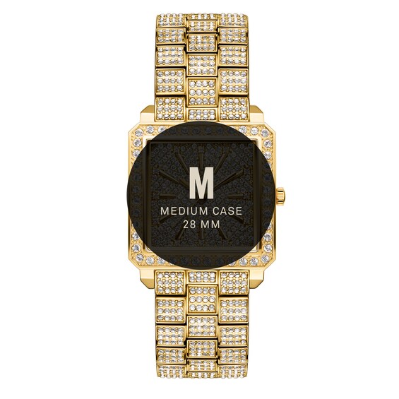 Ladies' JBW Cristal Square 1/8 CT. T.w. Diamond and Crystal Accent 18K Gold Plate Watch (Model: J6386A)