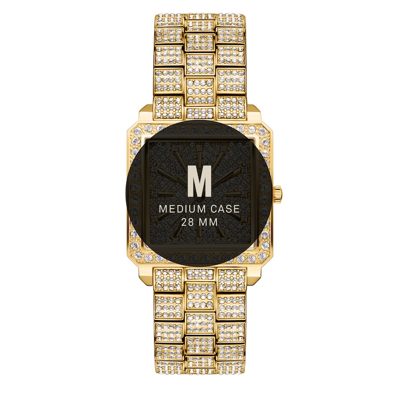 Ladies' JBW Cristal Square 1/8 CT. T.W. Diamond and Crystal Accent 18K Gold Plate Watch (Model: J6386A)