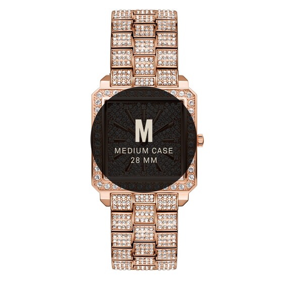 Ladies' JBW Cristal Square 1/8 CT. T.w. Diamond and Crystal Accent 18K Rose Gold Plate Watch (Model: J6386B)