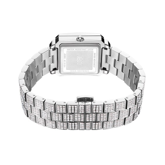 Ladies' JBW Cristal Square 1/8 CT. T.w. Diamond and Crystal Accent Watch with Silver-Tone Dial (Model: J6386C)