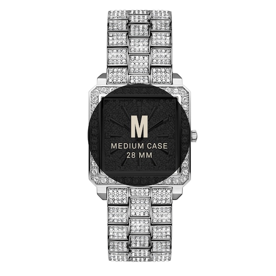 Ladies' JBW Cristal Square 1/8 CT. T.w. Diamond and Crystal Accent Watch with Silver-Tone Dial (Model: J6386C)