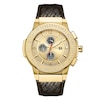 Thumbnail Image 0 of Men's JBW Saxon 1/6 CT. T.W. Diamond and Crystal Accent 18K Gold Plate Leather Strap Watch (Model: JB-6101L-E)