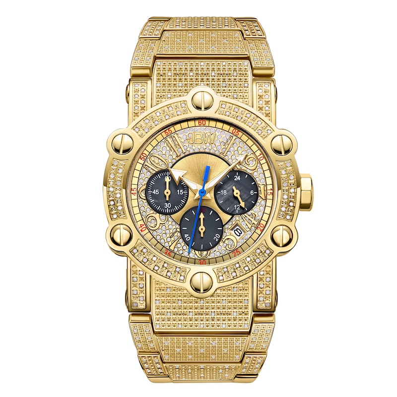 Main Image 1 of Men's JBW Phantom 2 CT. T.W. Diamond and Crystal Accent 18K Gold Plate Chronograph Watch (Model: JB-6215-200-A)