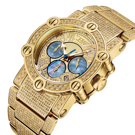 Men's JBW Phantom 2 CT. T.w. Diamond and Crystal Accent 18K Gold Plate Chronograph Watch (Model: Jb-6215-200-A)