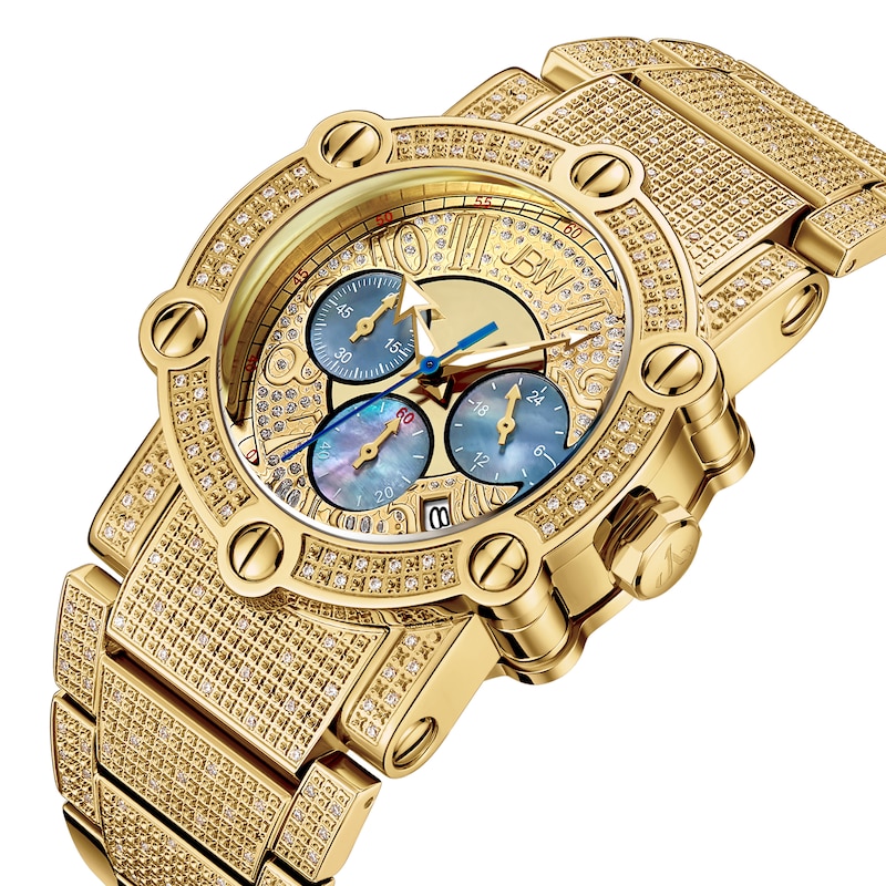 Main Image 2 of Men's JBW Phantom 2 CT. T.W. Diamond and Crystal Accent 18K Gold Plate Chronograph Watch (Model: JB-6215-200-A)