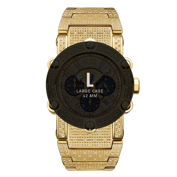 Men's JBW Phantom 2 CT. T.w. Diamond and Crystal Accent 18K Gold Plate Chronograph Watch (Model: Jb-6215-200-A)