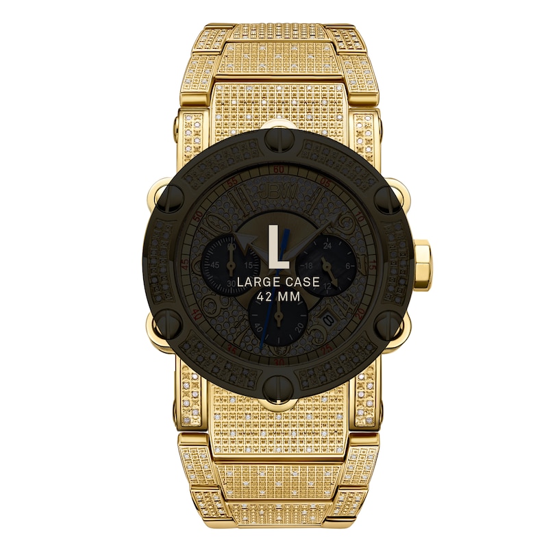 Main Image 4 of Men's JBW Phantom 2 CT. T.W. Diamond and Crystal Accent 18K Gold Plate Chronograph Watch (Model: JB-6215-200-A)