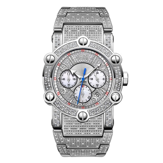 Men's JBW Phantom 2 CT. T.w. Diamond and Crystal Chronograph Watch with Silver-Tone Dial (Model: Jb-6215-200-B)