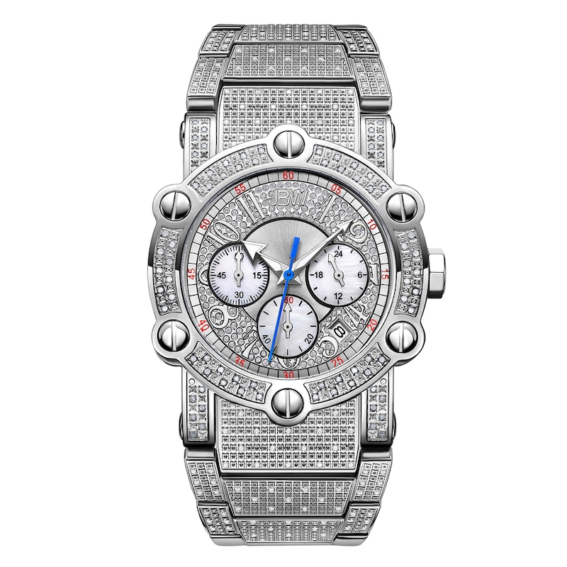 Main Image 1 of Men's JBW Phantom 2 CT. T.W. Diamond and Crystal Chronograph Watch with Silver-Tone Dial (Model: JB-6215-200-B)