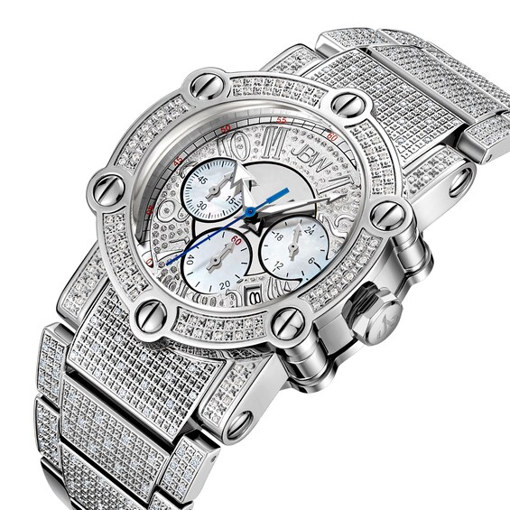 Men's JBW Phantom 2 CT. T.w. Diamond and Crystal Chronograph Watch with Silver-Tone Dial (Model: Jb-6215-200-B)