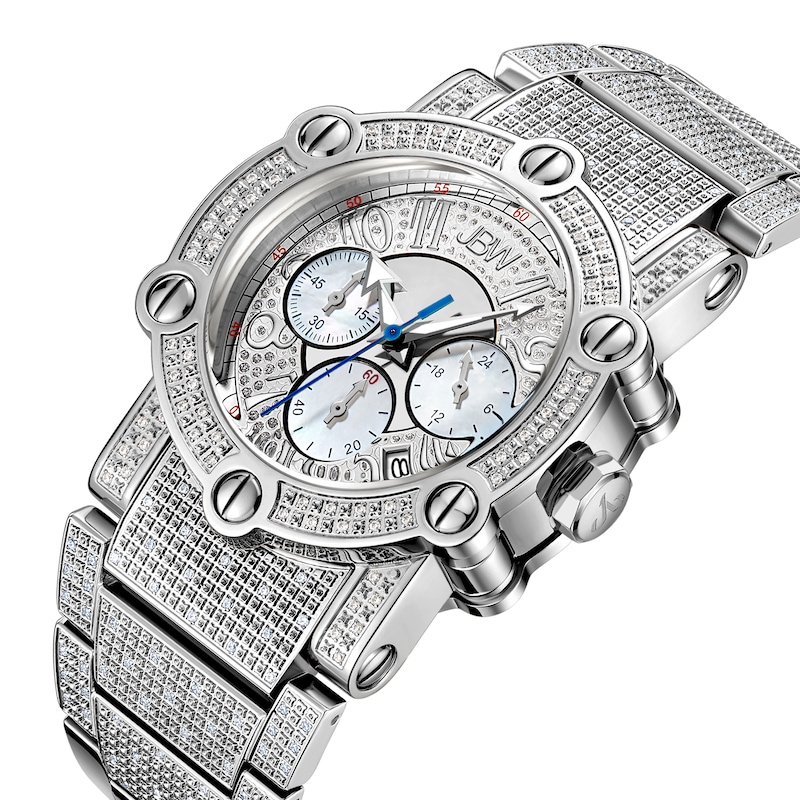 Main Image 2 of Men's JBW Phantom 2 CT. T.W. Diamond and Crystal Chronograph Watch with Silver-Tone Dial (Model: JB-6215-200-B)