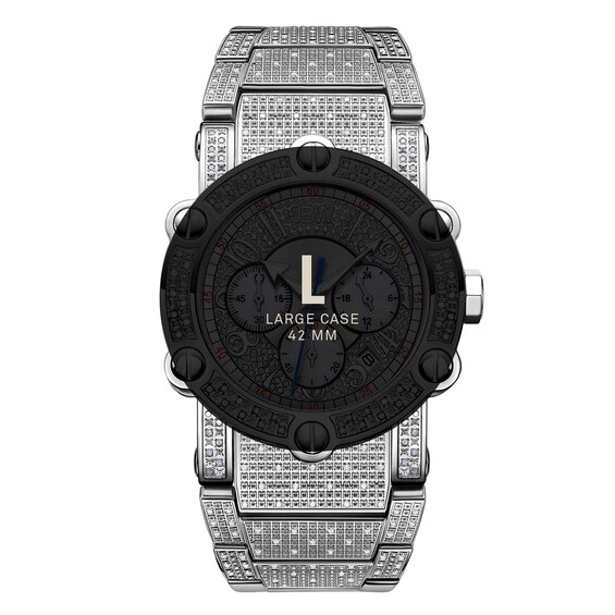 Men's JBW Phantom 2 CT. T.w. Diamond and Crystal Chronograph Watch with Silver-Tone Dial (Model: Jb-6215-200-B)