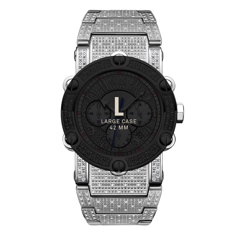 Main Image 4 of Men's JBW Phantom 2 CT. T.W. Diamond and Crystal Chronograph Watch with Silver-Tone Dial (Model: JB-6215-200-B)