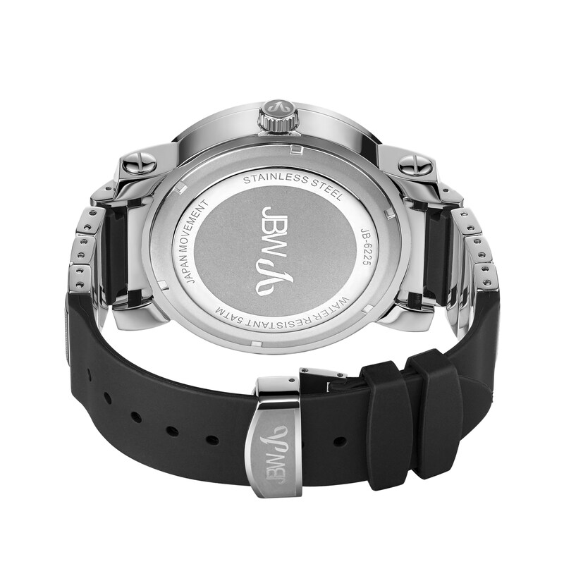 Main Image 3 of Men's JBW "562" 1/8 CT. T.W. Diamond and Crystal Accent Strap Watch with Silver-Tone Dial (Model: JB-6225-I)