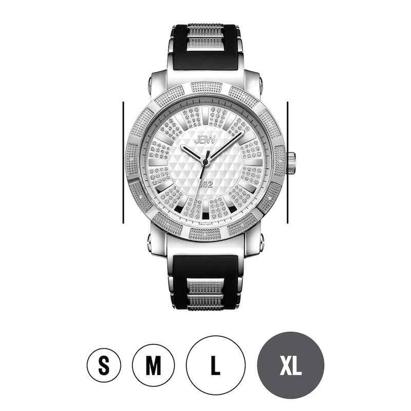 Main Image 4 of Men's JBW "562" 1/8 CT. T.W. Diamond and Crystal Accent Strap Watch with Silver-Tone Dial (Model: JB-6225-I)