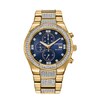 Thumbnail Image 1 of Men's Citizen Eco-Drive® Crystal Accent Gold-Tone Chronograph Watch with Blue Dial (Model: CA0752-58L)