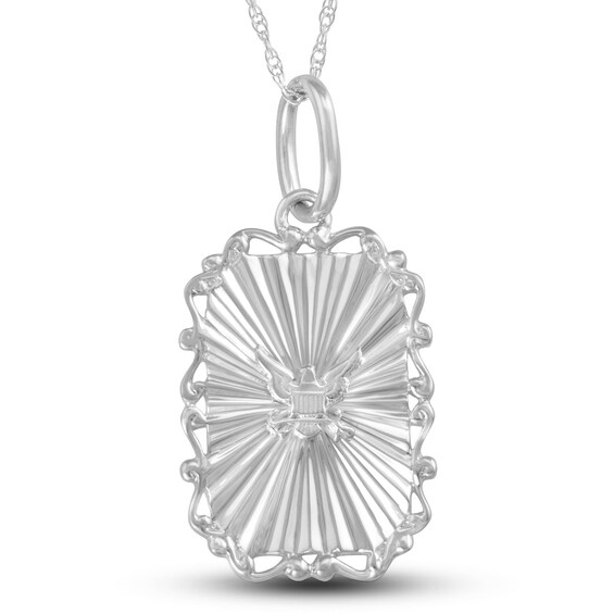 Ladies' Ornate Scroll Frame Engravable Military Pendant in Sterling Silver by ArtCarved (1 Line)
